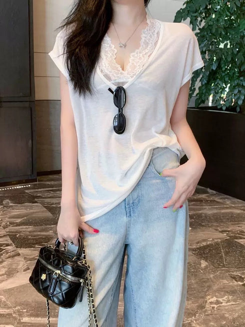 MATINEE Stylish Lace Tops With Loose T-Shirts